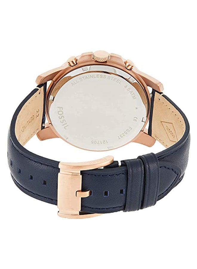 FOSSIL - Men's Water Resistant Leather Analog Quartz Watch FS5237 - 44 mm - Blue - Image 1