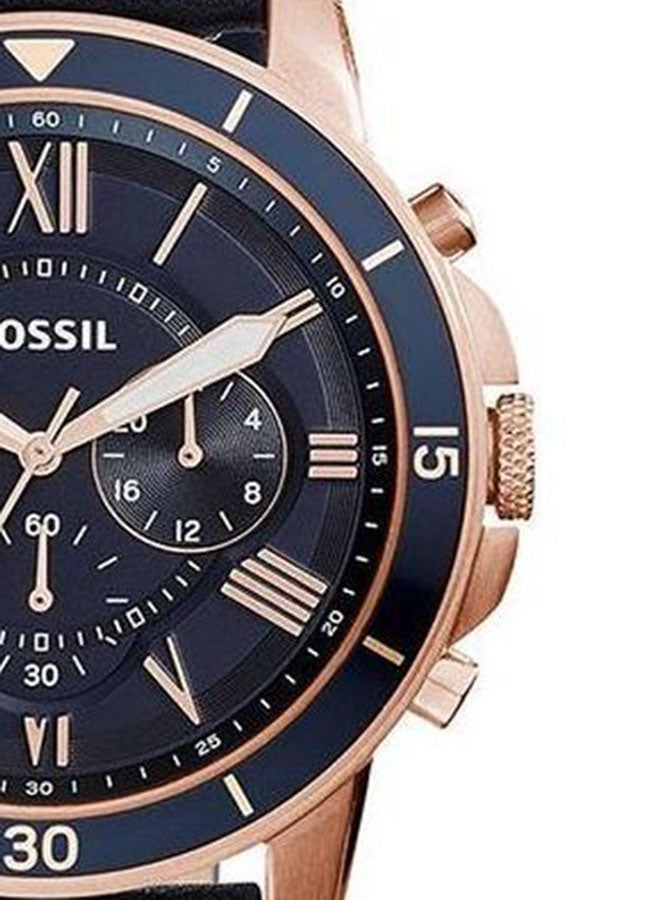FOSSIL - Men's Water Resistant Leather Analog Quartz Watch FS5237 - 44 mm - Blue - Image 1