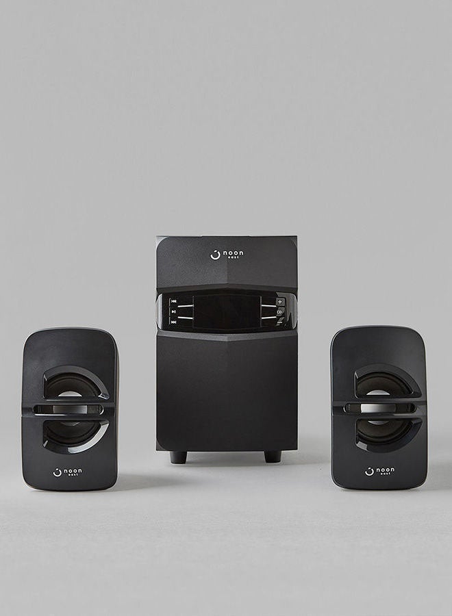 Noon East - Upbeat 2.1 Multimedia Bluetooth Home Theater Speaker With LED Display, Remote Control, USB Playback (28W Output) EM-3685FT Black Upbeat 2.1 - Image 1