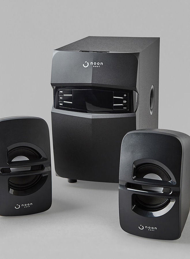 Noon East - Upbeat 2.1 Multimedia Bluetooth Home Theater Speaker With LED Display, Remote Control, USB Playback (28W Output) EM-3685FT Black Upbeat 2.1 - Image 1