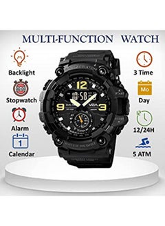 Men's Analog Digital Waterproof And Sport Wrist Watch - 56 mm - Black - v1666277213/N45429610A_8