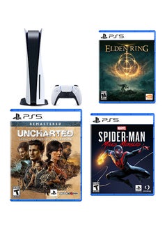 Playstation 5 (Cd Version) + Elden Ring Ps5 + Uncharted Legacy Of Thieves Collection Ps5 + Marvel'S Spider-Man Miles Morales Ps5