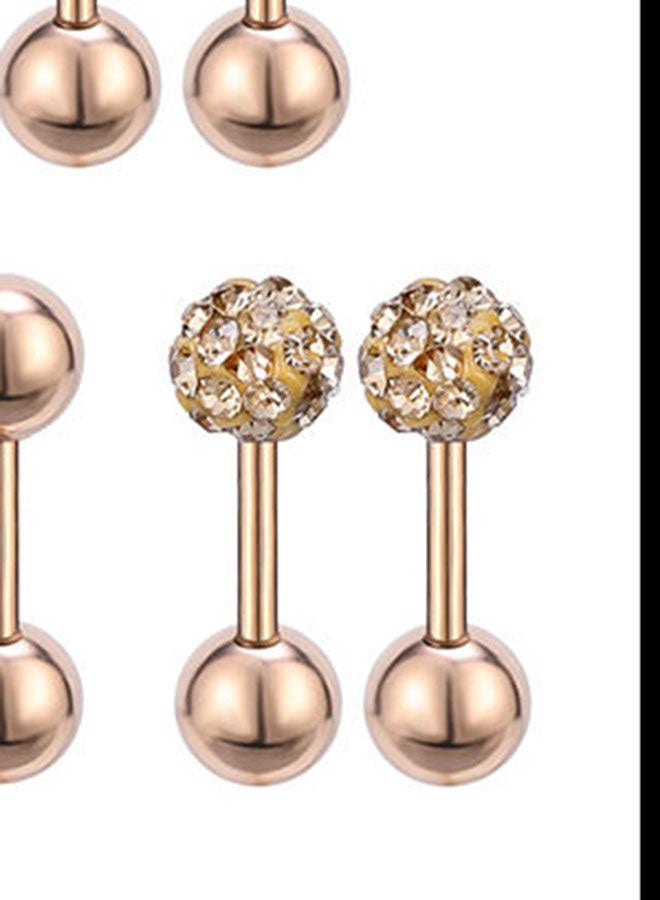 5-Pair Stainless Steel Cartilage Piercing Ear Studs - Image 2