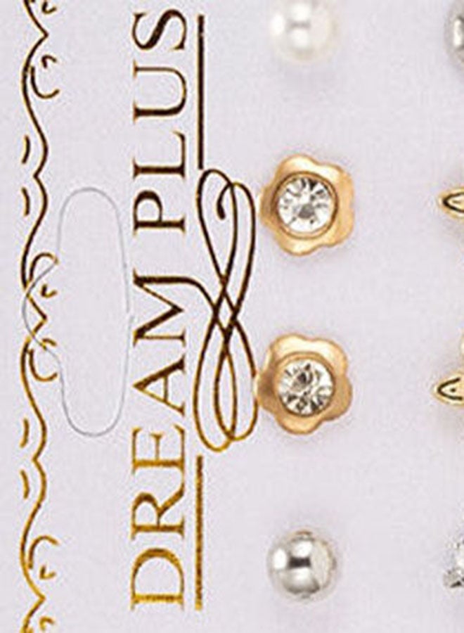 Generic - 12-Pair Alloy Flower Pattern Stud Earrings - Image 1