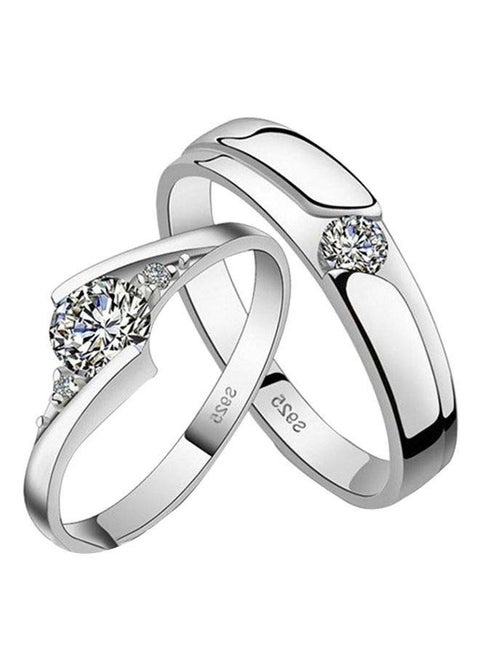 925 Sterling Silver Plated Couple Ring Set