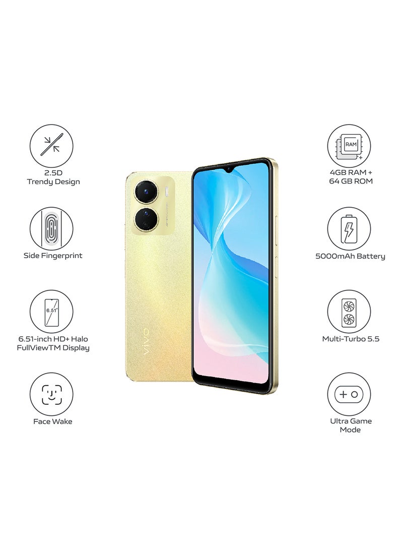 vivo Y16 Dual SIM Drizzling Gold 4GB RAM 64GB With  Wired Earphone and Ring Phone Holder - Image 3