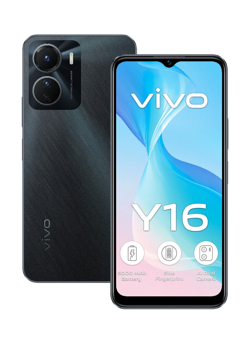 vivo Y16 Dual SIM Stellar Black 4GB RAM 64GB With Wired Earphone and Ring Phone Holder - Image 2