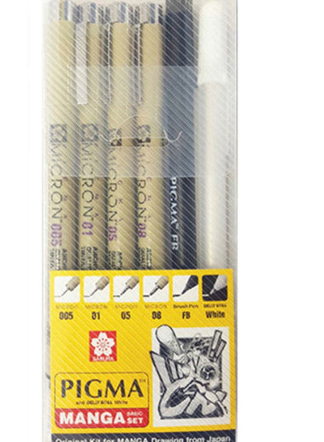 SAKURA 6-Piece Pigma Manga Pigment Marker Set Multicolour  - Image 2