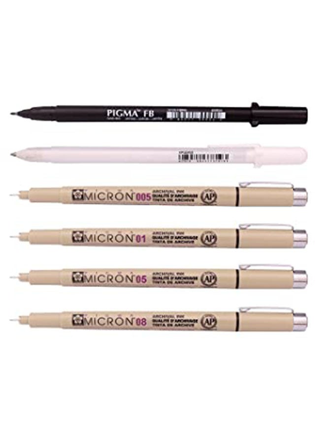 SAKURA 6-Piece Pigma Manga Pigment Marker Set Multicolour  - Image 3