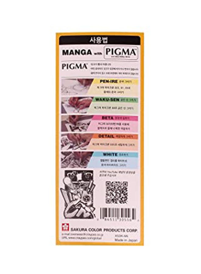 SAKURA 6-Piece Pigma Manga Pigment Marker Set Multicolour  - Image 5