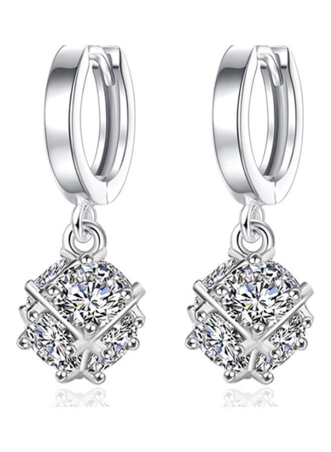 J&J 925 Sterling Silver Cube Six Zircon Studded Earrings  - Image 1