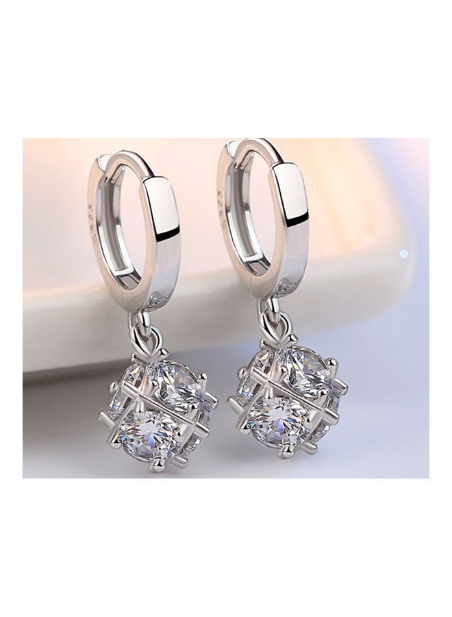 J&J 925 Sterling Silver Cube Six Zircon Studded Earrings  - Image 2