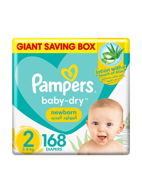 Aloe Vera Taped Diapers Size 2 Mega Box 168 Count