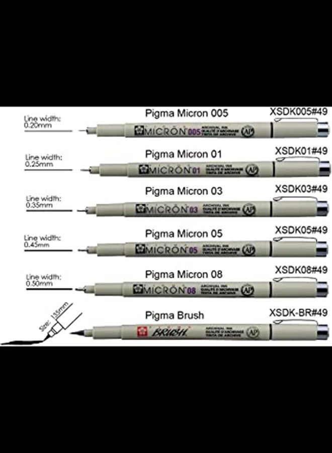 SAKURA 6-Piece Pigma Micron Drawing Pen Set Black  - Image 3