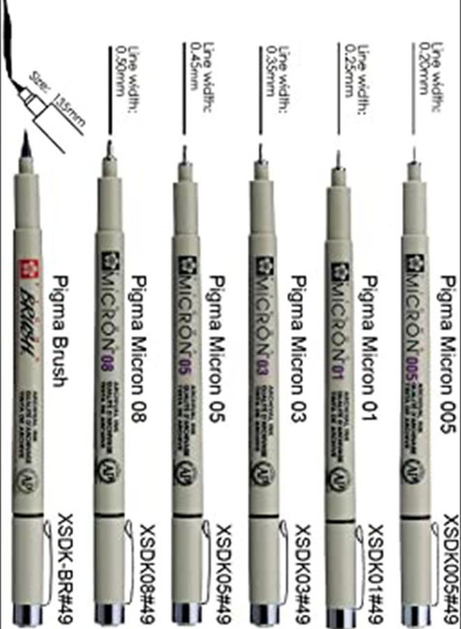 SAKURA 6-Piece Pigma Micron Drawing Pen Set Black  - Image 5