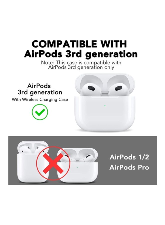 MARGOUN - AirPods 3 Case Silicone Shockproof Cover Dual Layer Slim Protective Skin with Keychain Carabiner Compatible with Apple AirPods 3rd Generation Case Black/White - Image 1