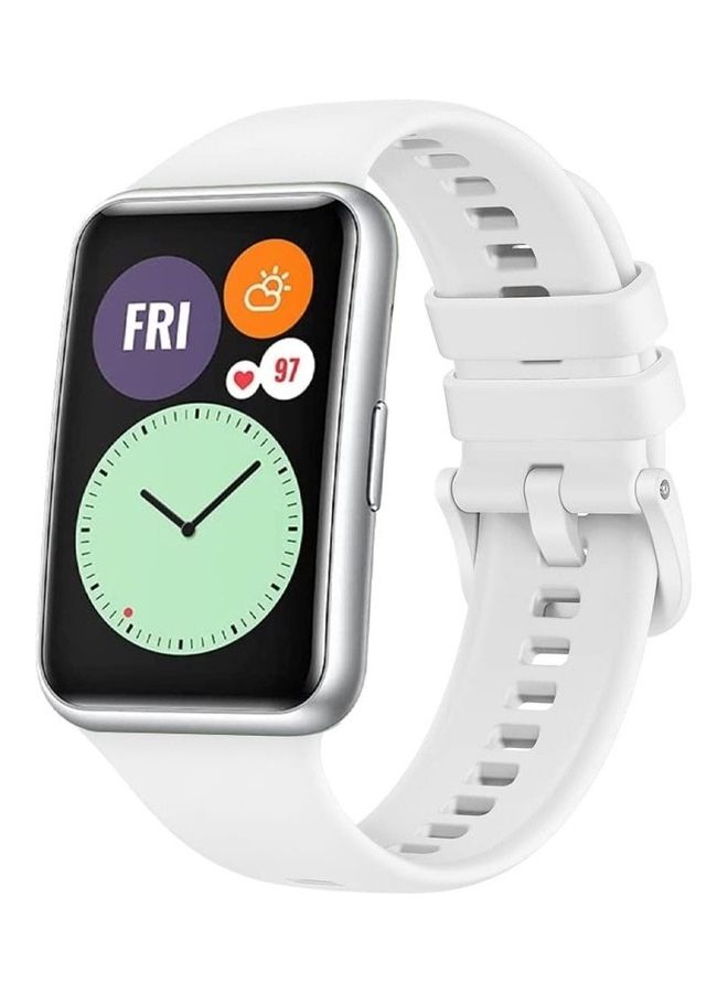 MARGOUN - Adjustable Silicone Sport Watch Bands Replacement Wristband Compatible With Huawei Watch Fit 2 White - Image 1