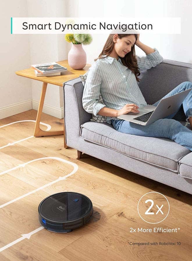 eufy - RoboVac G10 Hybrid, Robot Vacuum Cleaner, Smart Dynamic Navigation, 2-in-1 sweep and mop, Wi-Fi, Super-Slim, 2000Pa Strong Suction, Quiet, Self-Charging Robotic Vacuum, For Hard Floors Only 0.45 L 40 W T2150211 Black - Image 1