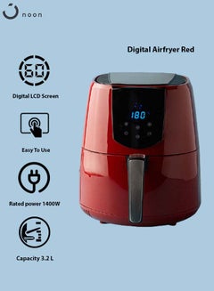 Digital Touch Air Fryer 3.2 Liter Capacity - Overload Protection - Healthy Air Fryer Without Oil 3.2 L 1400 W GLA-302 Digital - Red - v1666615556/N39295996A_8