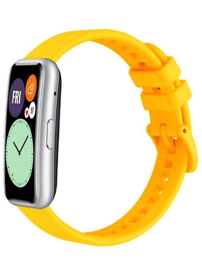 MARGOUN Adjustable Silicone Sport Watch Bands Replacement Wristband Compatible With Huawei Watch Fit 2 Strap Bright Yellow - Image 4