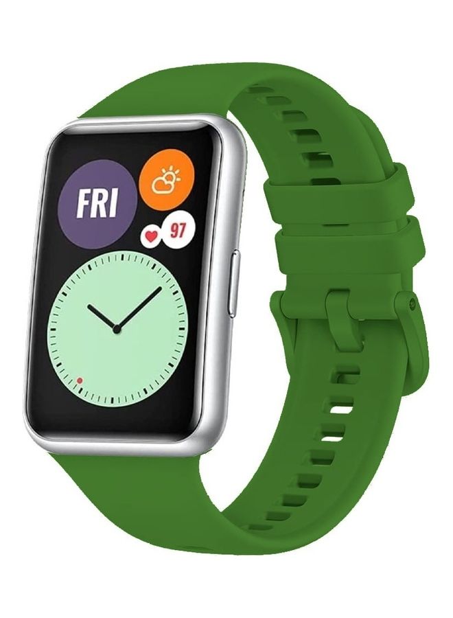 MARGOUN Adjustable Silicone Sport Watch Bands Replacement Wristband Compatible With Huawei Watch Fit 2 Strap Green  - Image 1