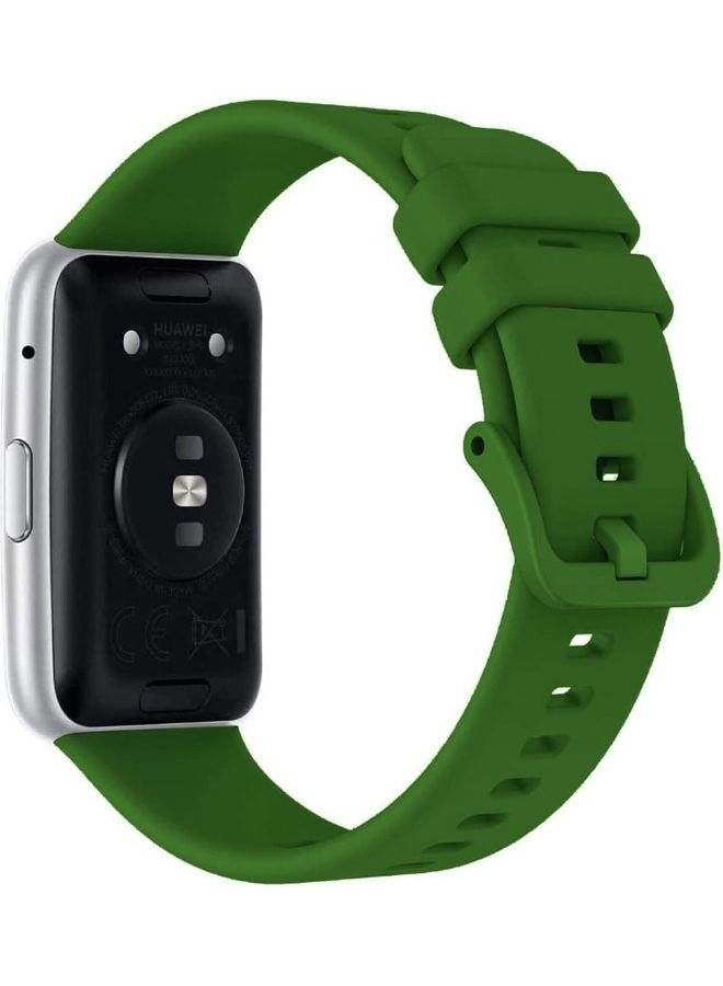 MARGOUN Adjustable Silicone Sport Watch Bands Replacement Wristband Compatible With Huawei Watch Fit 2 Strap Green  - Image 2