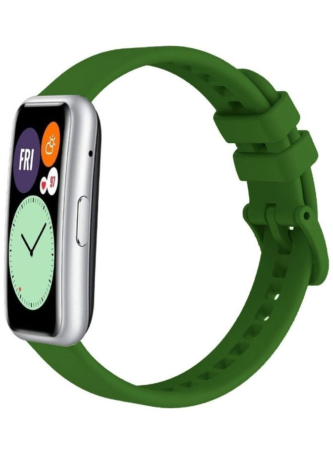 MARGOUN Adjustable Silicone Sport Watch Bands Replacement Wristband Compatible With Huawei Watch Fit 2 Strap Green  - Image 4