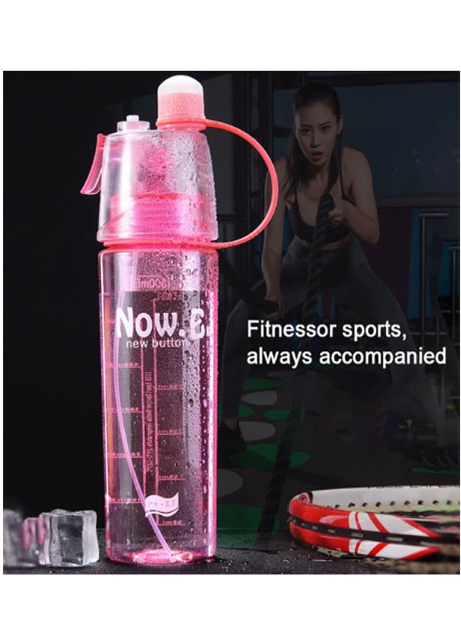 كوتيس زجاجة محمولة لشرب المياه ومزودة ببخاخ وردي - Image 1