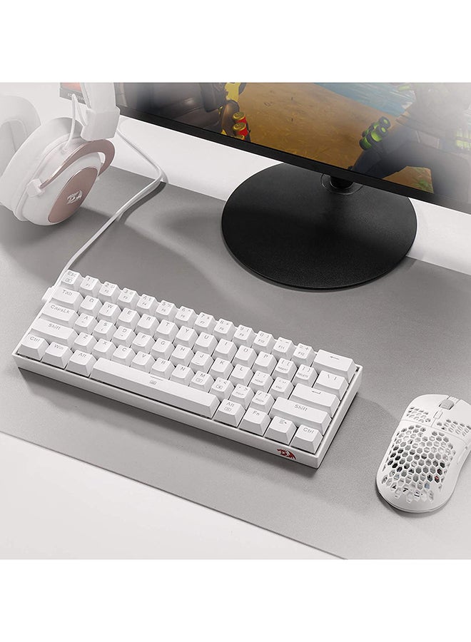 REDRAGON - Redragon K630 Dragonborn 60% Wired RGB Gaming Keyboard - Red Switch - 61 Keys Compact Mechanical Keyboard with Linear Red Switch, Pro Driver Support, White - Image 1