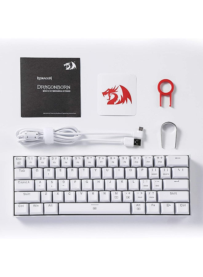 REDRAGON - Redragon K630 Dragonborn 60% Wired RGB Gaming Keyboard - Red Switch - 61 Keys Compact Mechanical Keyboard with Linear Red Switch, Pro Driver Support, White - Image 1