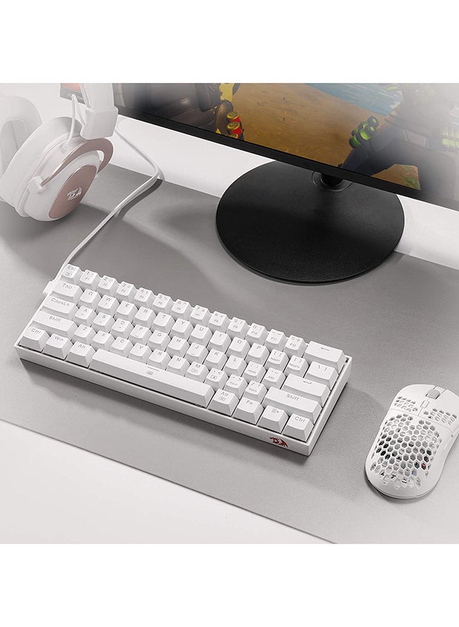 REDRAGON - Redragon K630 Dragonborn 60% Wired RGB Gaming Keyboard - Red Switch - 61 Keys Compact Mechanical Keyboard with Linear Red Switch, Pro Driver Support, White - Image 1