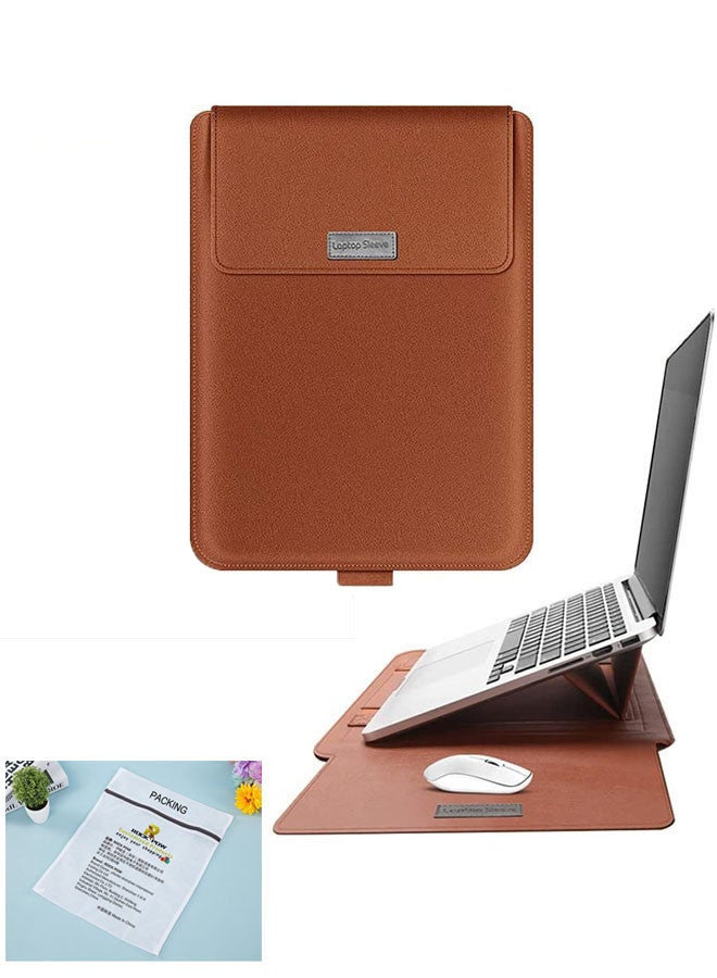 Rock Pow Laptop Bag /Sleeve Case (13/14-Inches) Compatible With 3in1 (Laptop Stand,Mouse pad) MacBook Pro Notebook Brown  - Image 1