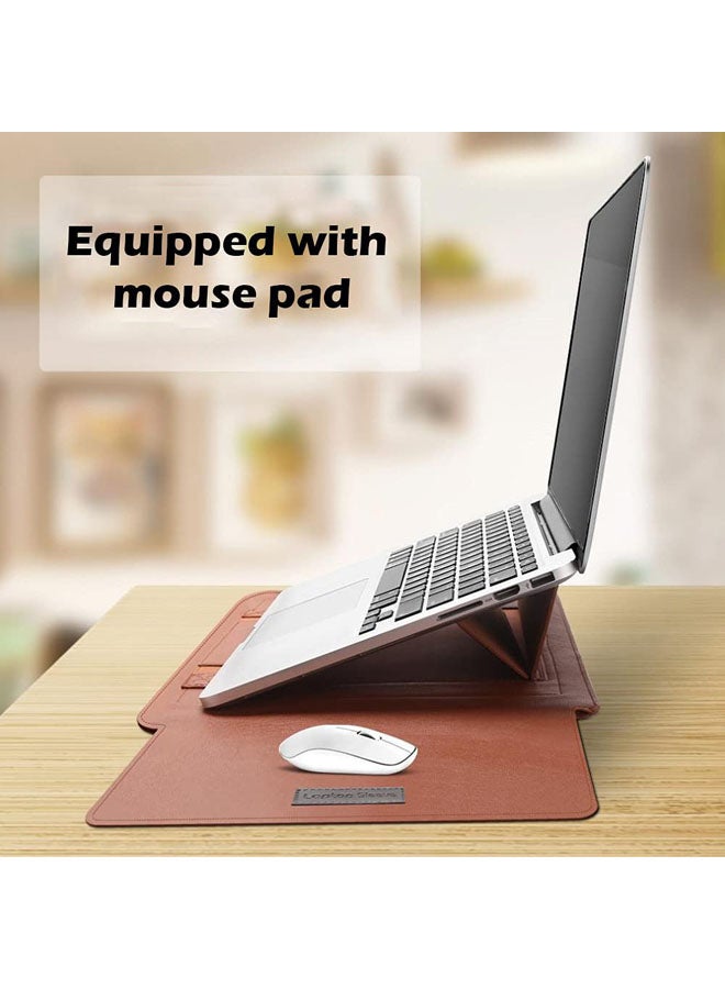 Rock Pow Laptop Bag /Sleeve Case (13/14-Inches) Compatible With 3in1 (Laptop Stand,Mouse pad) MacBook Pro Notebook Brown  - Image 3