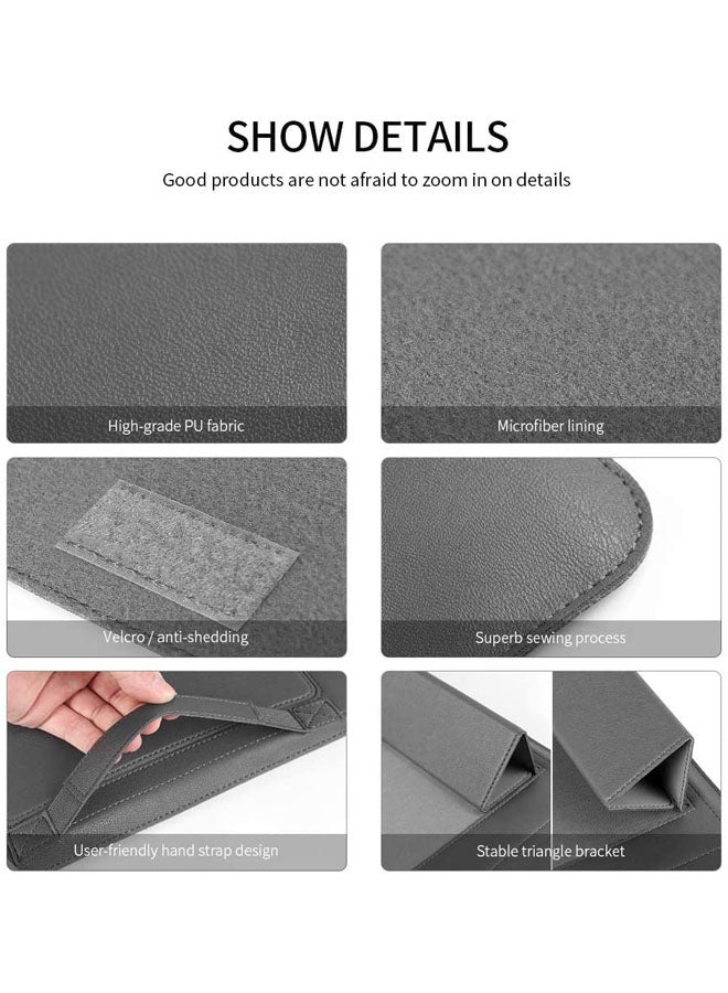 Rock Pow - Laptop Bag/Sleeve Case (13/14-Inches) Compatible With 3in1(Laptop Stand,Mouse pad) MacBook Pro Notebook Grey - Image 1