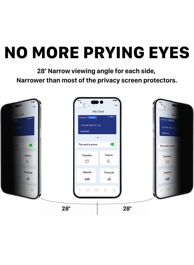 Rock Pow Privacy Matte Tempered Glass Compatible with iPhone 14 Pro Anti-Glare Anti-Spy Screen Protector Film Suit for iPhone 14 Pro 6.1 inch Full Coverage Anti-Peeping 9H Hardness Clear  - Image 3