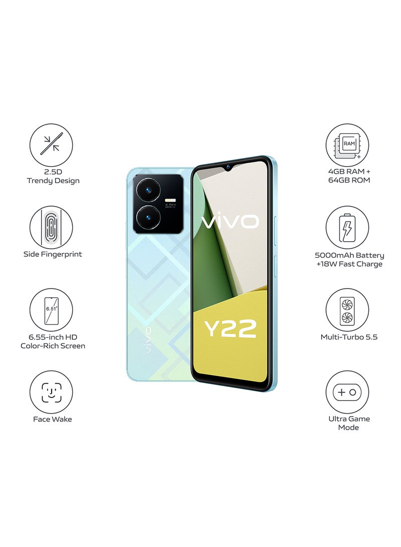 vivo - Y22 Dual Sim Metaverse Green 4GB RAM 64GB 4G LTE - Image 1