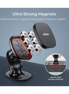 JOYROOM Magnetic Mount Phone Car Holder 6 Super Strong Magnets Dashboard Universal 360° Rotation Fit For All Android Mobiles iPhone Samsung Etc Black  - Image 5