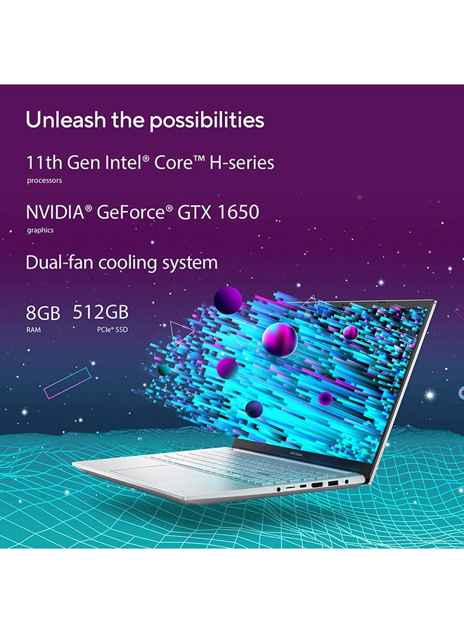 Vivobook Pro 15 OLED K3500PH-OLED005T Laptop With 15.6-Inch OLED Full HD Display, 11th Gen Core i5 Processor/CPU 3.1 GHz/8GB RAM/512GB SSD/4GB NVIDIA GeForce GTX 1650 Max Q/Window 10/International Version English/Arabic Cool Silver