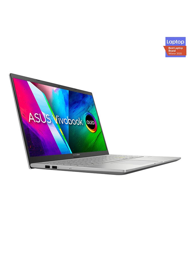 Vivobook 15 OLED K513EQ-OLED105T, Slim Laptop, I5-1135G7 8GB 512GB PCIE G3 SSD, NV MX350, WIN10 HOME, 15.6 inch FHD 1920X1080 16:9 OLED, HD Webcam, FingerPrint, /International Version English/Arabic Spangle Silver