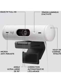 Logitech Brio 500 Full HD Webcam with Auto Light Correction, Auto-Framing, Show Mode, Dual Noise Reduction Mics, Webcam Privacy Cover, Works with Microsoft Teams, Google Meet Off White  - Image 3