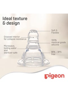 pigeon Pack of 2 Silicone Material Peristaltic Nipple, 7+ Month – Clear  - Image 4