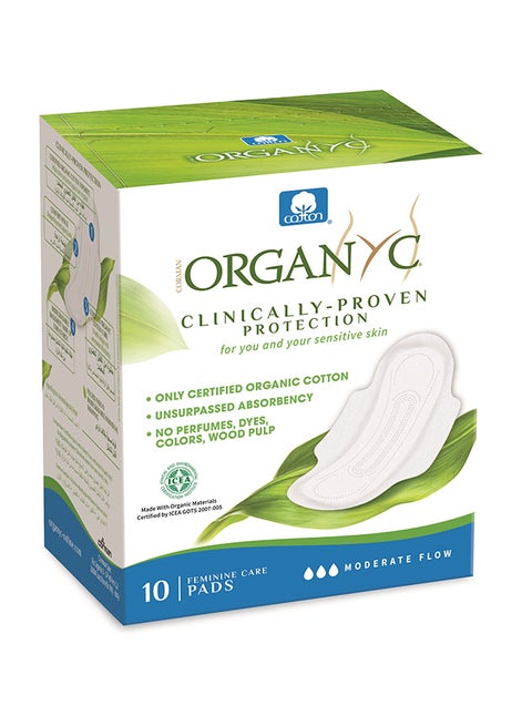 Wings Cotton Sanitary Pads 10 Pieces White