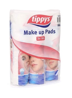Tippys Classic Make Up Pads 80 Pieces Pack of 3 White  - Image 1