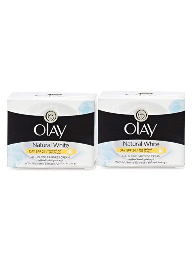 Olay Pack Of 2 Natural White All In 1 Fairness Skin Cream SPF 24 2x50grams - Image 1