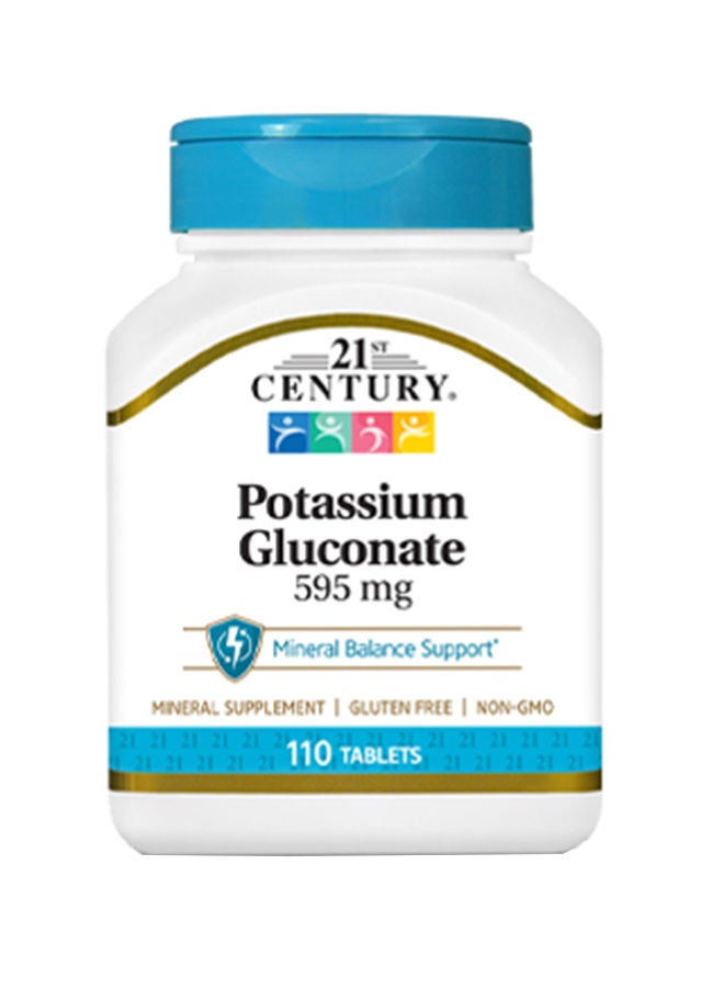 21st CENTURY Potassium Gluconate Dietary Supplement 595mg - 110 Tablets  - Image 1