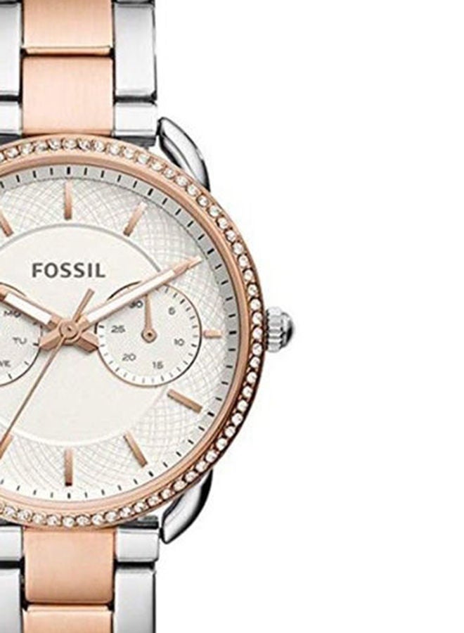 FOSSIL Women's Water Resistant Metal Chronograph Watch ES4396 - 34 mm - Rose Gold/Silver  - Image 4