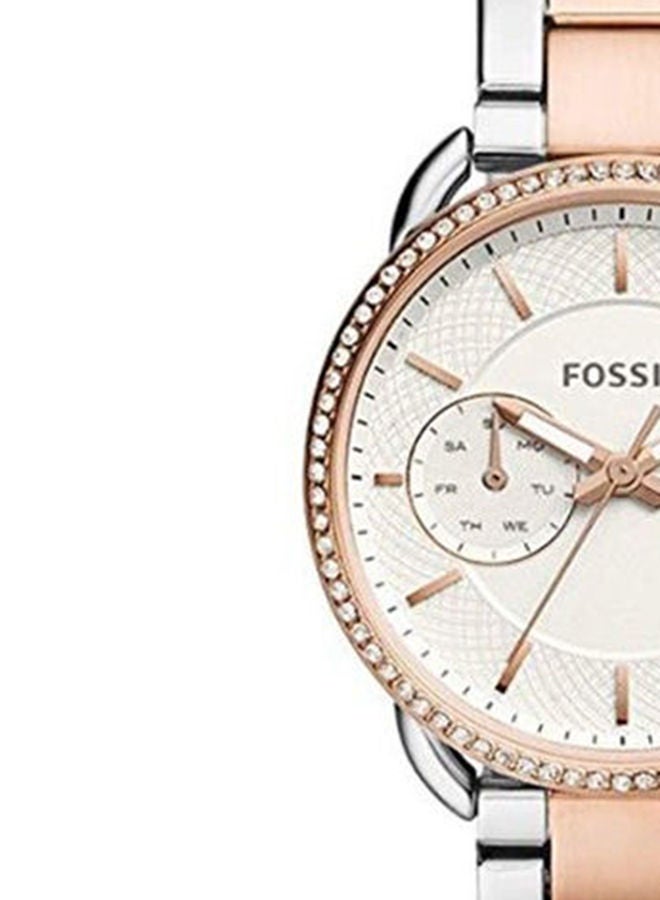 FOSSIL Women's Water Resistant Metal Chronograph Watch ES4396 - 34 mm - Rose Gold/Silver  - Image 5
