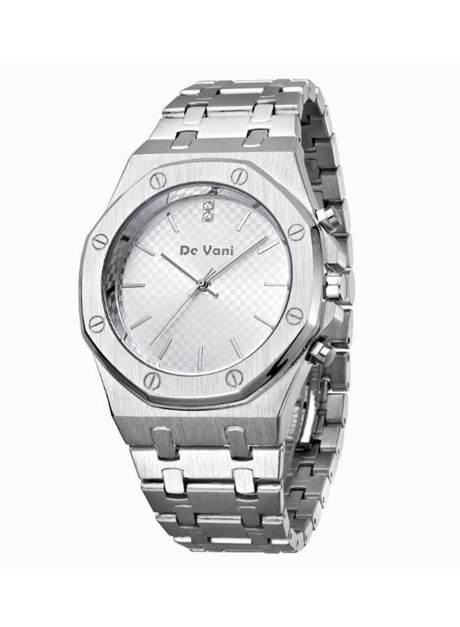 دي فاني ساعة يد بعقارب بسوار من الستانلس ستيل للرجال - Image 1