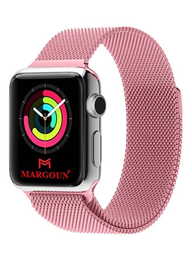 MARGOUN - Apple Watch Band 38mm/40mm/41mm Stainless Steel Milanese Loop Mesh Band Magnetic Strap For iWatch Series 8/7/6/SE/5/4/3/2/1 Light Pink - Image 1