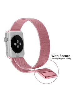 MARGOUN Apple Watch Band 38mm/40mm/41mm Stainless Steel Milanese Loop Mesh Band Magnetic Strap For iWatch Series 8/7/6/SE/5/4/3/2/1 Light Pink  - Image 3